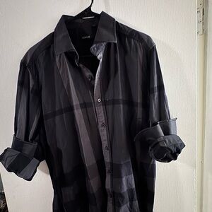 Lux Black Plaid Casual Button Down Shirt